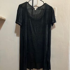 Black boho top dress shirt long